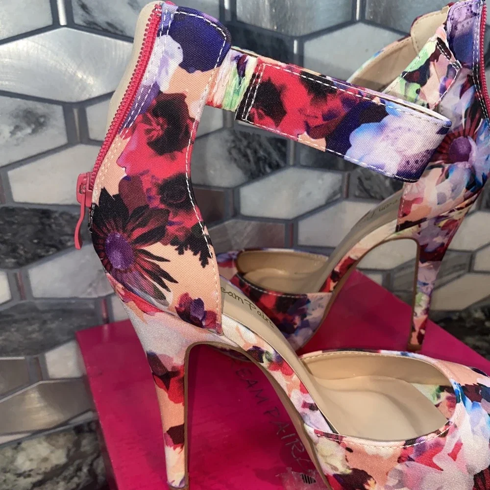 Dream Pairs Floral High Heel Peep Toe Womens 8 - Picture 3 of 9